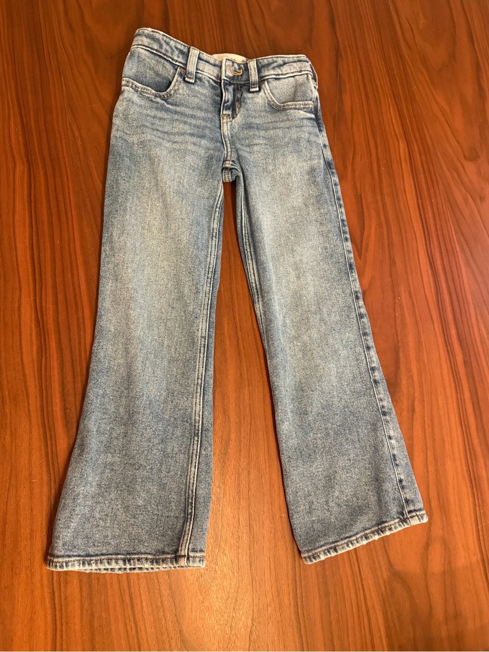 Abercrombie Kids 5/6 LONG Medium Wash Wide Leg Jeans 98% Cotton Y2K